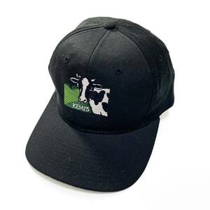 90s Kempsキャップ 帽子 CAP ベースボールキャップ ネイビー ビンテージ アメリカ製 usa old 80s 企業 刺繍 フェード 00s y2k 黒 us