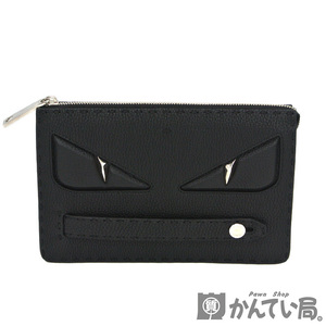 21355 FENDI【フェンディ】モンスター クラッチバッグ セレリア セカンドバッグ ブラック レザー 7VA350【中古】USED-AB