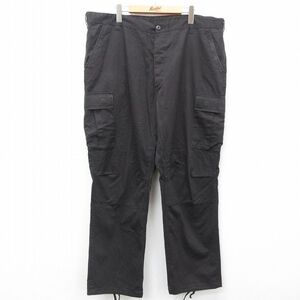 W43/古着 ミリタリー カーゴ パンツ メンズ 大きいサイズ 黒 ブラック 25jan06 中古 ボトムス ロング