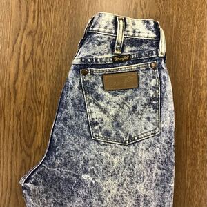 【FK354】USA製 Wrangler 013MHDM 10 34 ケミカル ジーンズ ジーパン デニムパンツ レディースブランド古着 ラングラー 送料無料