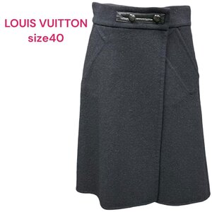 LOUIS VUITTON ルイヴィトン　膝丈スカート黒40 ブラック ウール M4J137 上品 シンプル