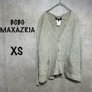 【BCBGMAXAZRIA】（XS）ニットカーディガン＊リブ＊カシミヤ混＊グレー