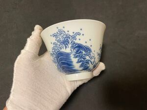 6-5 清 呉須　染付 湯呑　茶器 時代物　中国美術　骨董品 唐物 蕎麦猪口 古伊万里 古玩 九谷 茶器 中国美術 