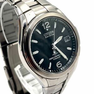 1円 外観美品 CITIZEN ATTESA エコドライブ 電波ソーラー デイト H410-T003788TA Titan チタン 腕時計 watch ウォッチ メンズ レディース