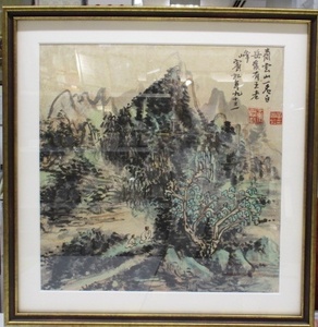 中国当代黄賓虹大師書画《斉雲山白岳後有五老峰　賓虹年九十又一款》鈐:（黄賓虹）,（黄賓虹印）白文　表装額装新品　真作肉筆保証 5