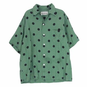 WACKO MARIA ワコマリア 23SS DOTS OPEN COLLAR SHIRT ドット オープンカラー シャツ グリーン系 S【中古】