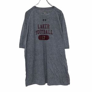 UNDER ARMOUR 半袖 プリントTシャツ XL ライトグレー レッド ブラック アンダーアーマー ラグラン 古着卸 アメリカ仕入 a508-5588