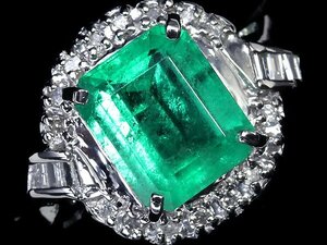 UR11284S【1円～】新品【RK宝石】≪Emerald≫ テリのある輝き!! 上質エメラルド 大粒2.13ct!! 極上ダイヤモンド Pt900 高級リング ダイヤ