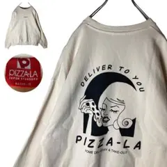 PIZZA-LAピザーラビッグプリント 刺繍センターロゴ 古着スウェットゆったり