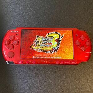 SONY PSP本体 PSP-3000 レッド Monster Hunter3付き 管理⑤
