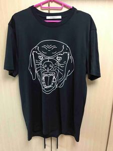 限定 国内正規 17SS GIVENCHY ジバンシー ジバンシィ ROTTWEILER ロットワイラー モノクロ ライン Tシャツ L