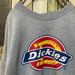 《人気デザイン》Dickies ディッキーズ 茶☆スウェット L デカロゴ