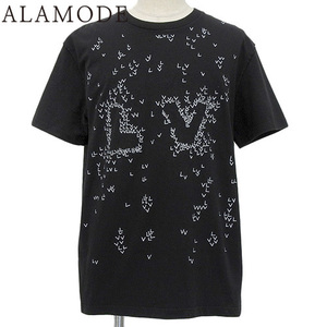 LOUIS VUITTON(ルイ・ヴィトン) スプレッド エンブロイダリー Tシャツ RM222M L コットン ブラック ホワイト 40802117745【アラモード】