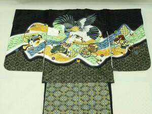 まゆの四季/新品/男子男児/七五三/五歳用/5歳着物羽織袴セット18-2鷹タカ黒