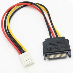 f新品良品即決■送料無料 FFDフロッピー用4pin(メス) →SATA15pin(オス)電源ケーブル　18awgワイヤー20cm