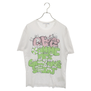 COMME des GARCONS SHIRT コムデギャルソンシャツ ×KAWS ギャルソンシャツ カウズ 半袖 プリントTシャツ FH-T004 ホワイト