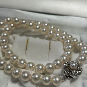 アコヤ真珠 7.5-8.0mm 42cm パール ネックレス ホワイト系 あこや真珠 本真珠 テリ最強 SILVER pearl あこや necklace jewelry