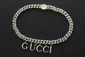 LCIQ6-12-66 GUCCI グッチ ネックレス スクリプトロゴ ロゴ チェーン チョーカー アクセサリー 約107g レディース シルバー 美品