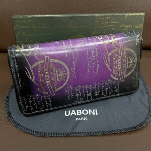 高級定価23万 特注限定品◆UABONI*ユアボニ*幻のパティーヌ*ラウンドファスナー長財布*EU製◆カリグラフィー ゴールデン 手染