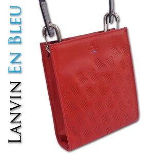 ランバンオンブルー LANVIN en Bleu 牛革 ミニショルダーバッグ ティルト メンズ レッド 赤 正規品 新品 定価16,500円 レザー