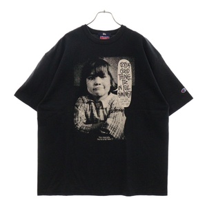 STUSSY ステューシー ×Champion チャンピオン 豊橋チャプト 9周年記念プリント 半袖Tシャツ カットソー ブラック