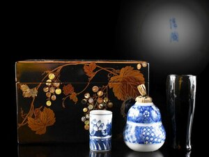 【雲】某有名収集家買取品 時代漆器 葡萄金蒔絵茶箱 螺鈿細工 茶器一式 古美術品(旧家蔵出)Y1043 DT3s6fa