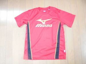 ミズノmizuno★赤の半袖Ｔシャツ、サッカートレーニングウエア★160