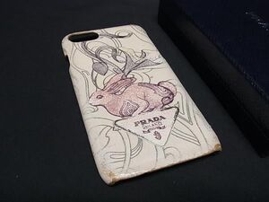 PRADA プラダ ラビット うさぎ柄 Phone7/8/SE(第2世代) 対応 アイフォンケース スマホケース アイボリー系 DE8018