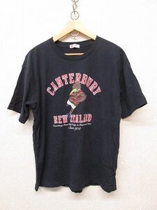 k5474： カンタベリー canterbury メンズ半袖プリントTシャツ XL ニュージーランド代表/ネイビー紺：35