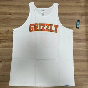 米国製 【XL】 ダイヤモンドサプライ Diamond Supply Co タンクトップ 白 GRIZZLY グリズリー 背番号0 スケーター LA ストリート