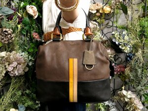 ●超美品●CELINE セリーヌ●ソフトキューブ●スエード カーフ レザー 本革●ハンド バッグ●黒 茶●G金具●B5 収納 書類 かばん●Js49974