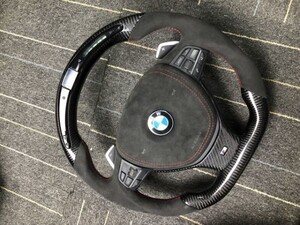 BMW　F10 F11 F01 F18 パドルシフト付きレーシングシーケンシャルLEDステアリング　D型 カーボンステアリング　受注オーダー