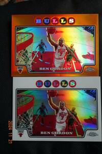 Ben Gotdon 2008-09 Topps Chrome No.7 Orange Refractor #325/499 + 同 Refractor 　※2枚セット 