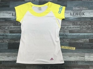 ADIDAS アディダス レディース ロゴプリント メッシュ バイカラー 半袖Tシャツ OT 黄色白