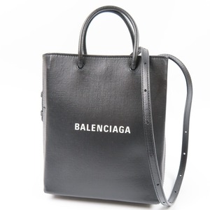 94003★1円スタート★BALENCIAGA バレンシアガ 新品同様美品 ショッピングトート XXS 2WAY ショルダーバッグ ハンドバッグ レザー ブラック