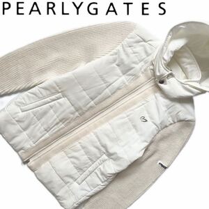 【送料無料】パーリーゲイツ　マスターバニー　異素材　切り替え　ニット×ダウン　パーカー　ロゴ　PEARLY GATES 0 S Athletic