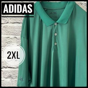 【 adidas 】 アディダス ポロシャツ 半袖 メンズ 2XL 緑 グリーン 　レディース　ヴィンテージ　大きいサイズ　古着　US古着　アメカジ