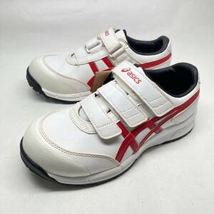 即決! 安全靴 asics WINJOB FCP301 23cm 白赤 ベルクロ / アシックス ウィンジョブ