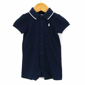 ラルフローレン ロンパース 半袖ポロ ポニーロゴ コットン100% ベビー 女の子用 80サイズ ネイビー RALPH LAUREN