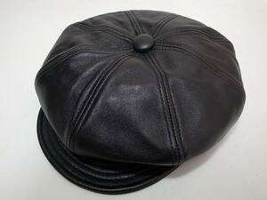 【送料無料 即決】New York HatニューヨークハットNewYorkHat USA製 Lambskin Spitfire本革製 レザー素材 キャスケット黒 M新品 アメリカ製