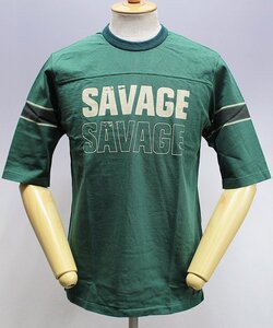 Deluxeware (デラックスウエア) URES-05...SAVAGE99 / 6分袖フットボールTシャツ 未使用品 グリーン size L