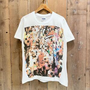 【サイズ M】 90s USA製 U2 プリント Tシャツ ヘインズ ビンテージ アメリカ古着 バンド バンT ツアー ロック アルバム UK 白 ホワイト