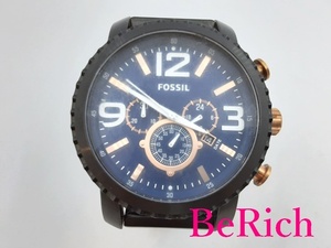 フォッシル FOSSIL ネイト クロノグラフ メンズ 腕時計 BQ2011 紺 ネイビー SS ロゴ クォーツ ウォッチ Nate 【中古】 ht4437