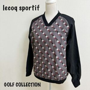 新品　lecoq sportif GOLF COLLECTION レディース　Mサイズ　Vネック　防風　防寒　ブルゾン　長袖 ゴルフウェア　カットソー 黒 ブラック