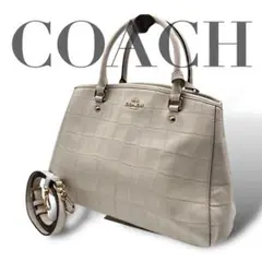 美品✨ COACH クロコ型押しレザー ハンドバッグ　ショルダーバッグ　2way