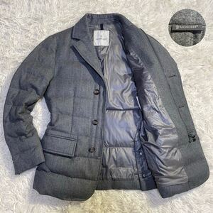 極美品!!! モンクレール MONCLER ロダン RODIN ダウンジャケット テーラード 肉厚 2way スタンドカラー ワッフル ウール グレー 0 メンズ