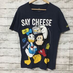 【希少】ディズニー Disney Tシャツ L ネイビー 古着 上海