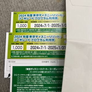 ディズニーリゾート千円利用券2枚一月末まで コーポレートプログラム利用券 