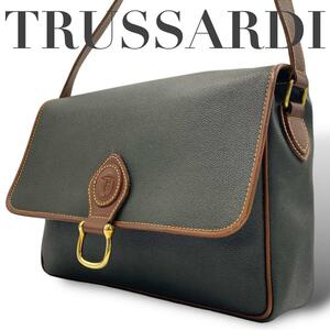 極美品　TRUSSARDI トラサルディ　ショルダーバッグ　レザー　ブラウン