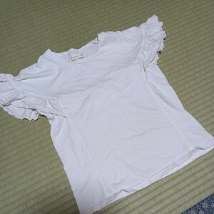 130cm　ドルチーナ　dolcina フリルカットソー半袖Tシャツ　白　コットン